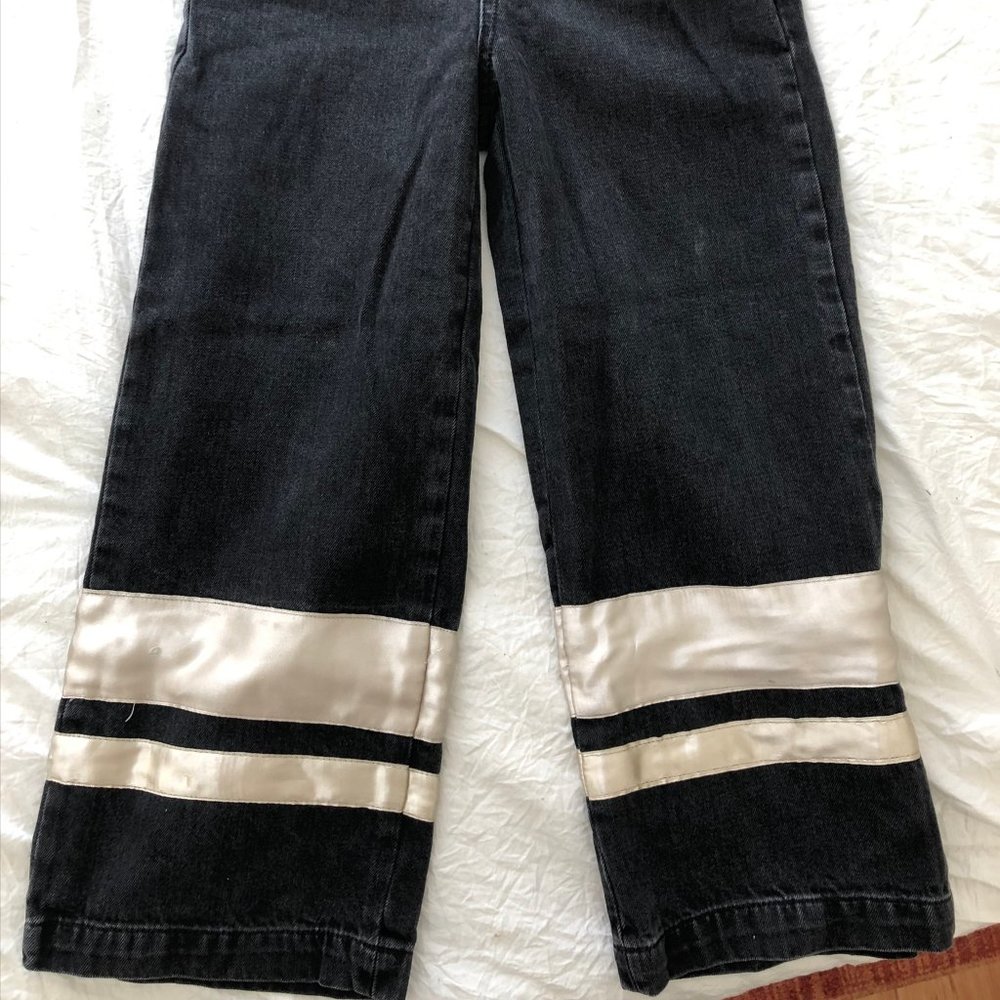 WIDE LEG - BLACK JEANS - SATIN ACCENT